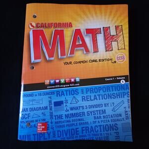 CA California Math Your Common Core Edition CCSS Course 1 Volume 1 New Paperpack